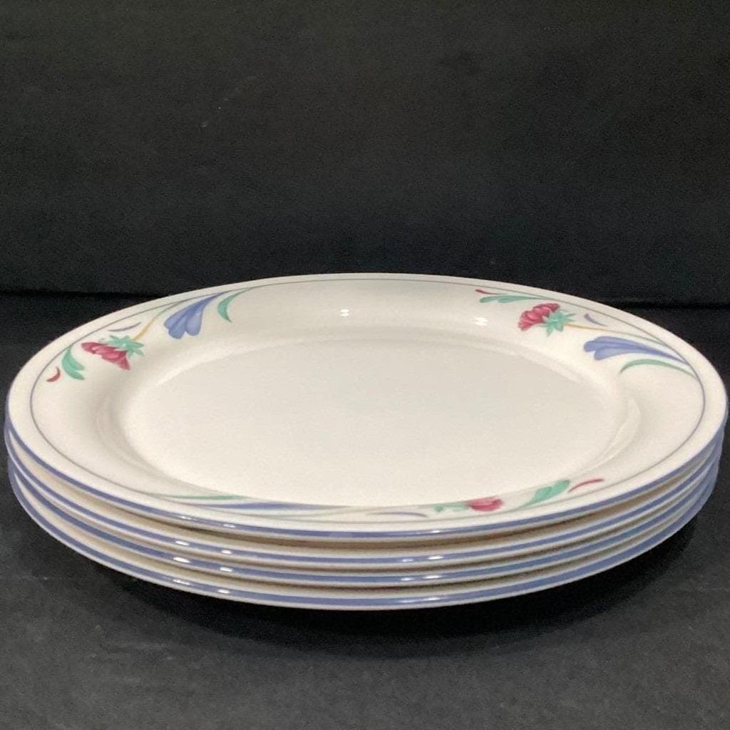 Lenox Chinastone Poppies On Blue Dinner Plates, Set of 4, Vtg Floral Tableware - Thumbnail 9
