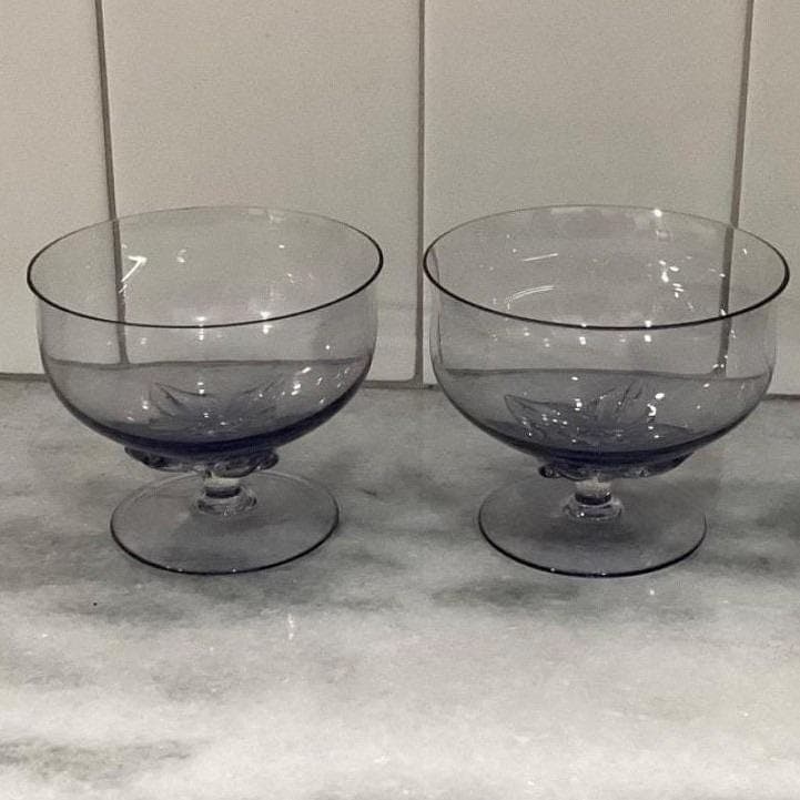 Blefeld Leaf Fantasy Lilac Sherbet Glasses, Set of 2, Vtg Hand-Blown Crystal - Thumbnail 8