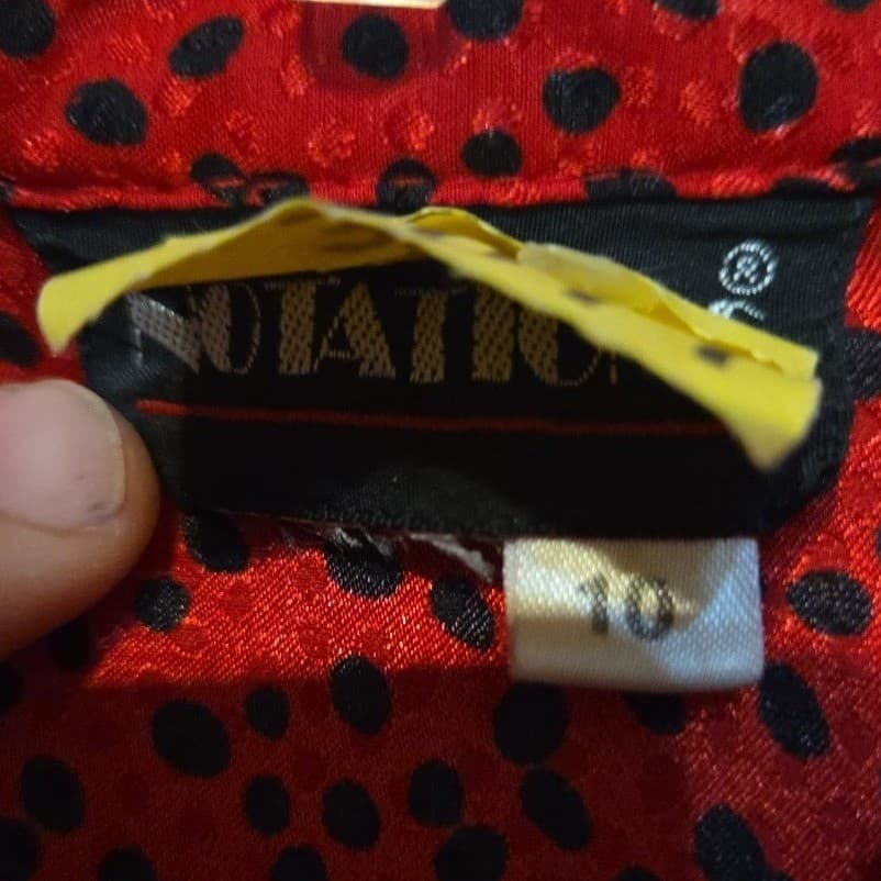 Notation Red Black Polka Dot Button Down Blouse, Woman's Size 10, Long Sleeve - Thumbnail 5