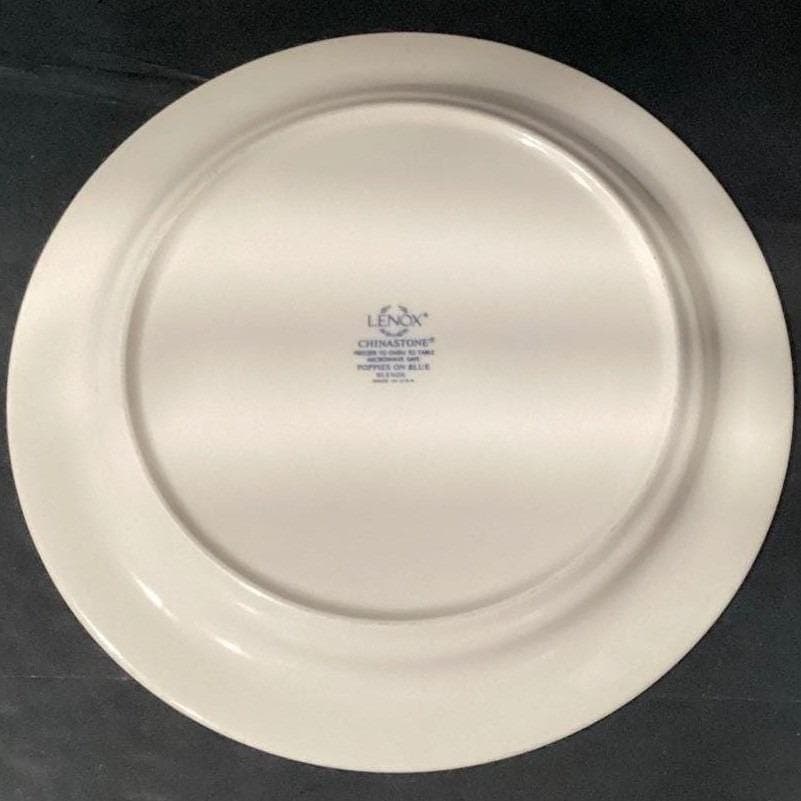 Lenox Chinastone Poppies On Blue Dinner Plates, Set of 4, Vtg Floral Tableware - Thumbnail 4