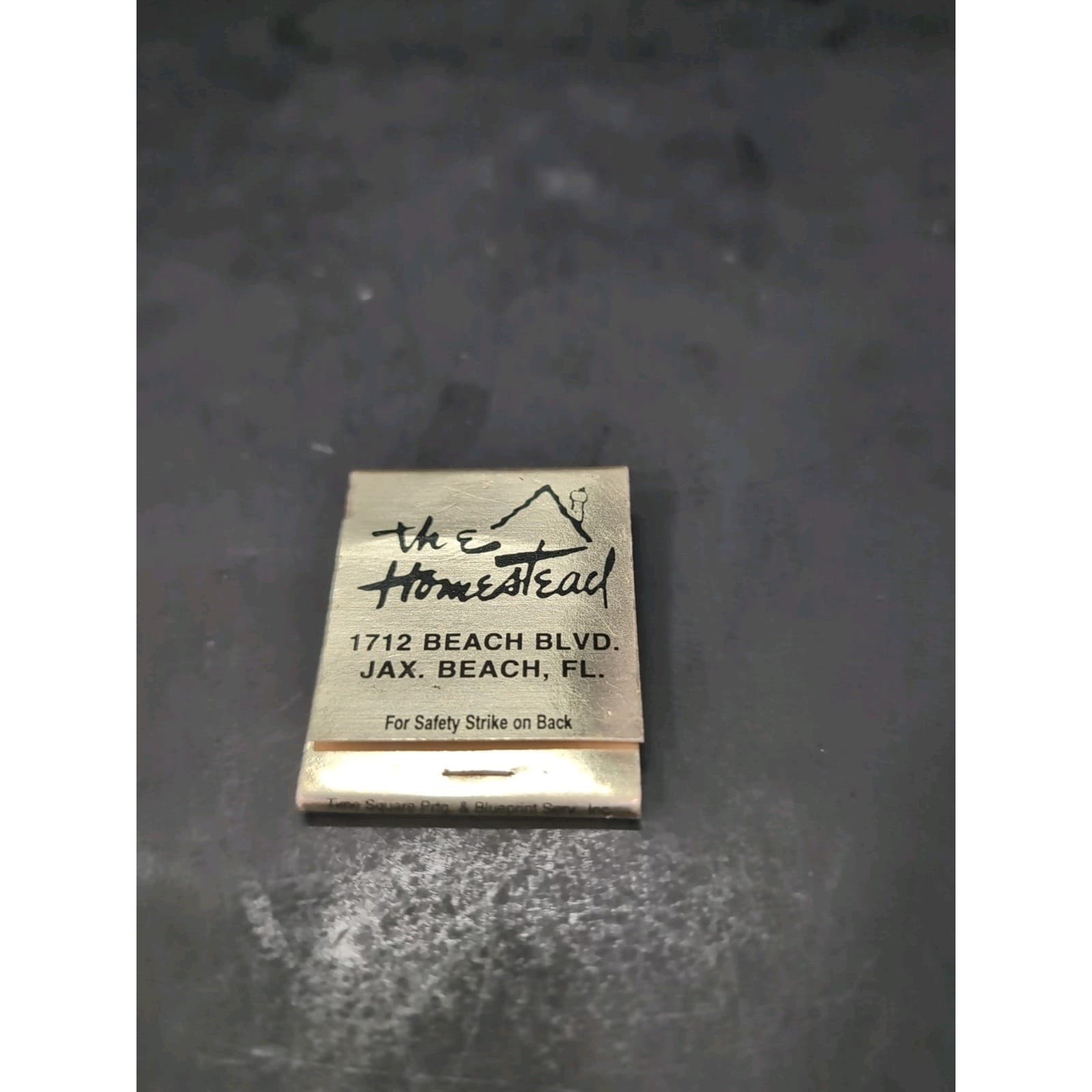 The Homestead Coppertop Pub Matchbook, Vintage, Jacksonville Beach FL, Gold Foil