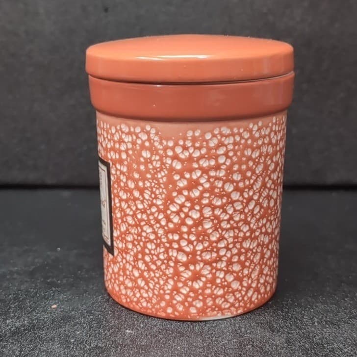 Yankee Candle Autumn Wreath Orange Ceramic Filled Candle 7oz with Lid 4 inch - Thumbnail 3