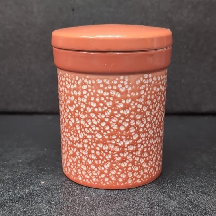 Yankee Candle Autumn Wreath Orange Ceramic Filled Candle 7oz with Lid 4 inch - Thumbnail 4