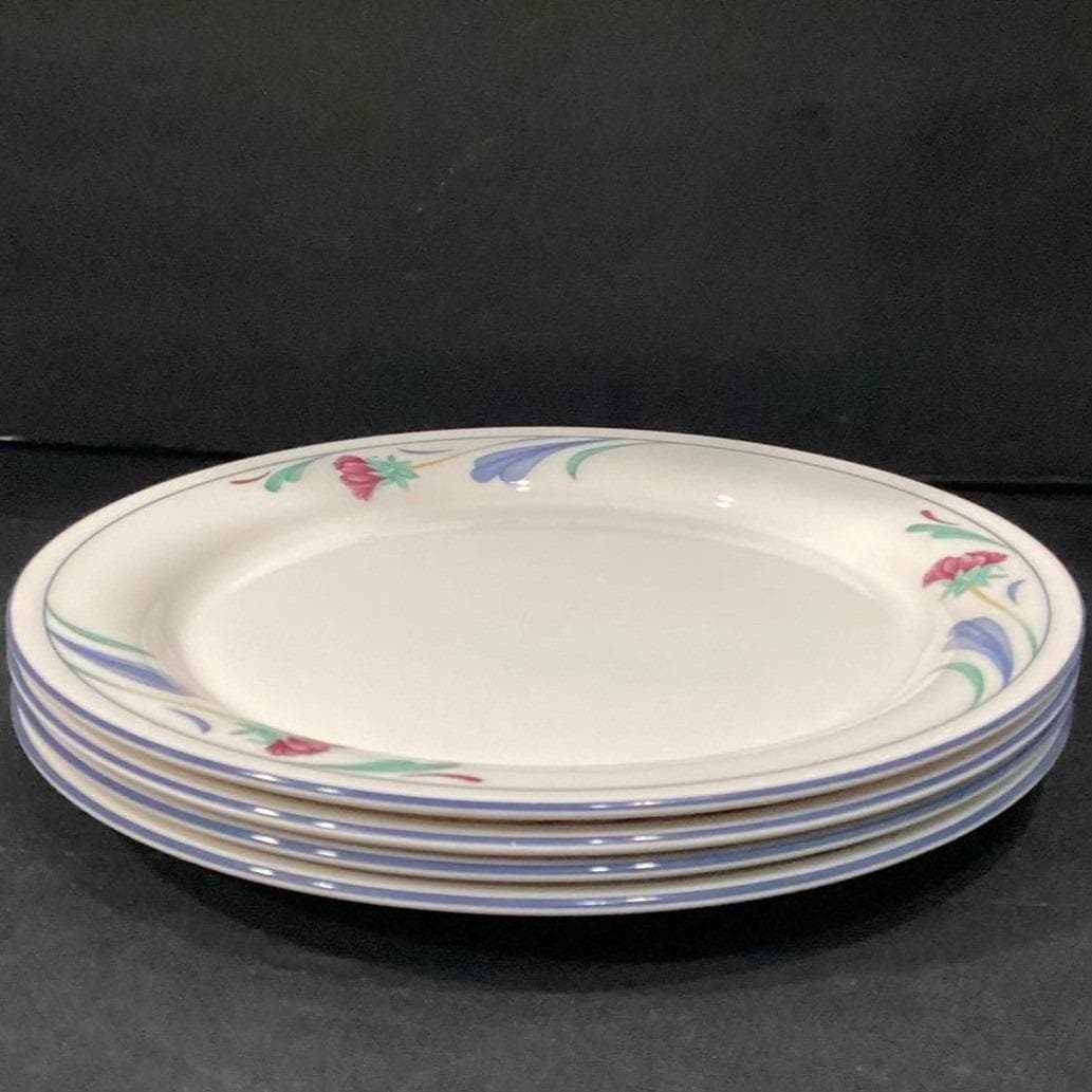 Lenox Chinastone Poppies On Blue Dinner Plates, Set of 4, Vtg Floral Tableware - Thumbnail 10