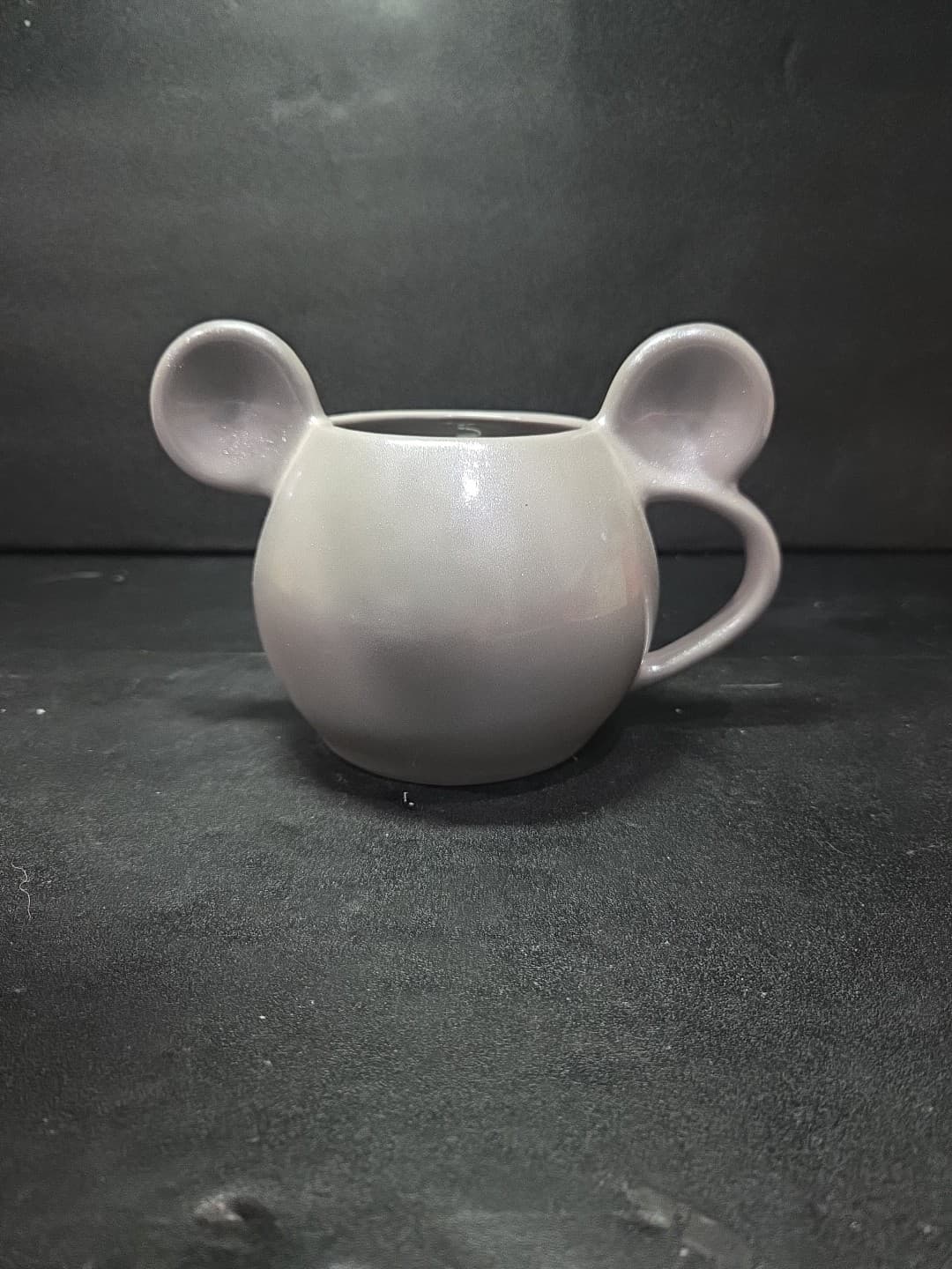 Disney Mickey Mouse Ears Mug, Silver Gray Glitter Finish, 16 oz Cup, Collectible