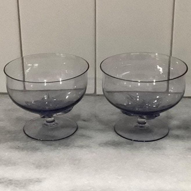 Blefeld Leaf Fantasy Lilac Sherbet Glasses, Set of 2, Vtg Hand-Blown Crystal - Thumbnail 9