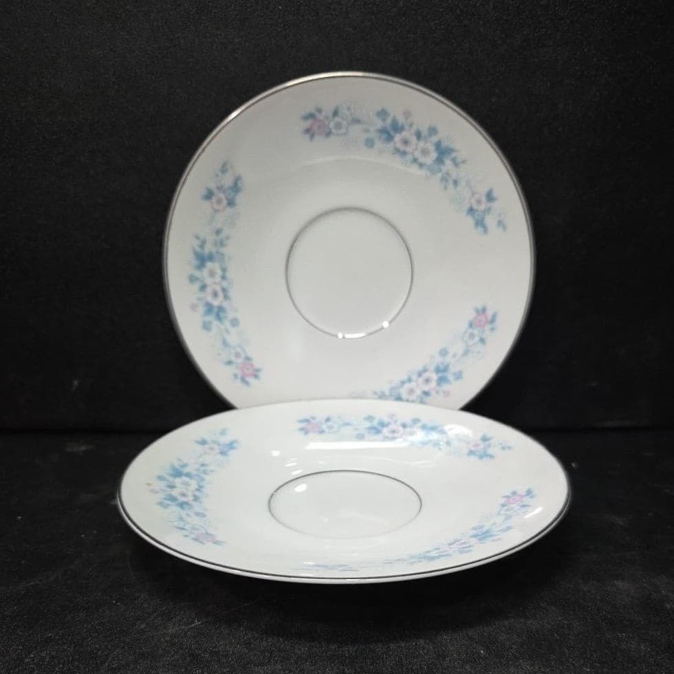 Carlton Fine China "Carla" Saucers #506, Set of 2, Vintage Floral Porcelain - Thumbnail 2