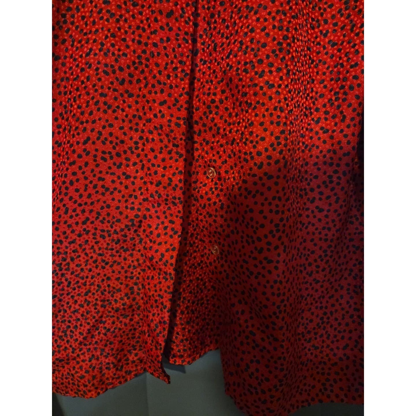 Notation Red Black Polka Dot Button Down Blouse, Woman's Size 10, Long Sleeve - Thumbnail 6
