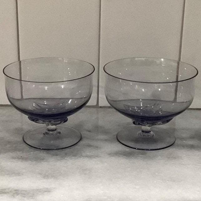Blefeld Leaf Fantasy Lilac Sherbet Glasses, Set of 2, Vtg Hand-Blown Crystal - Thumbnail 7