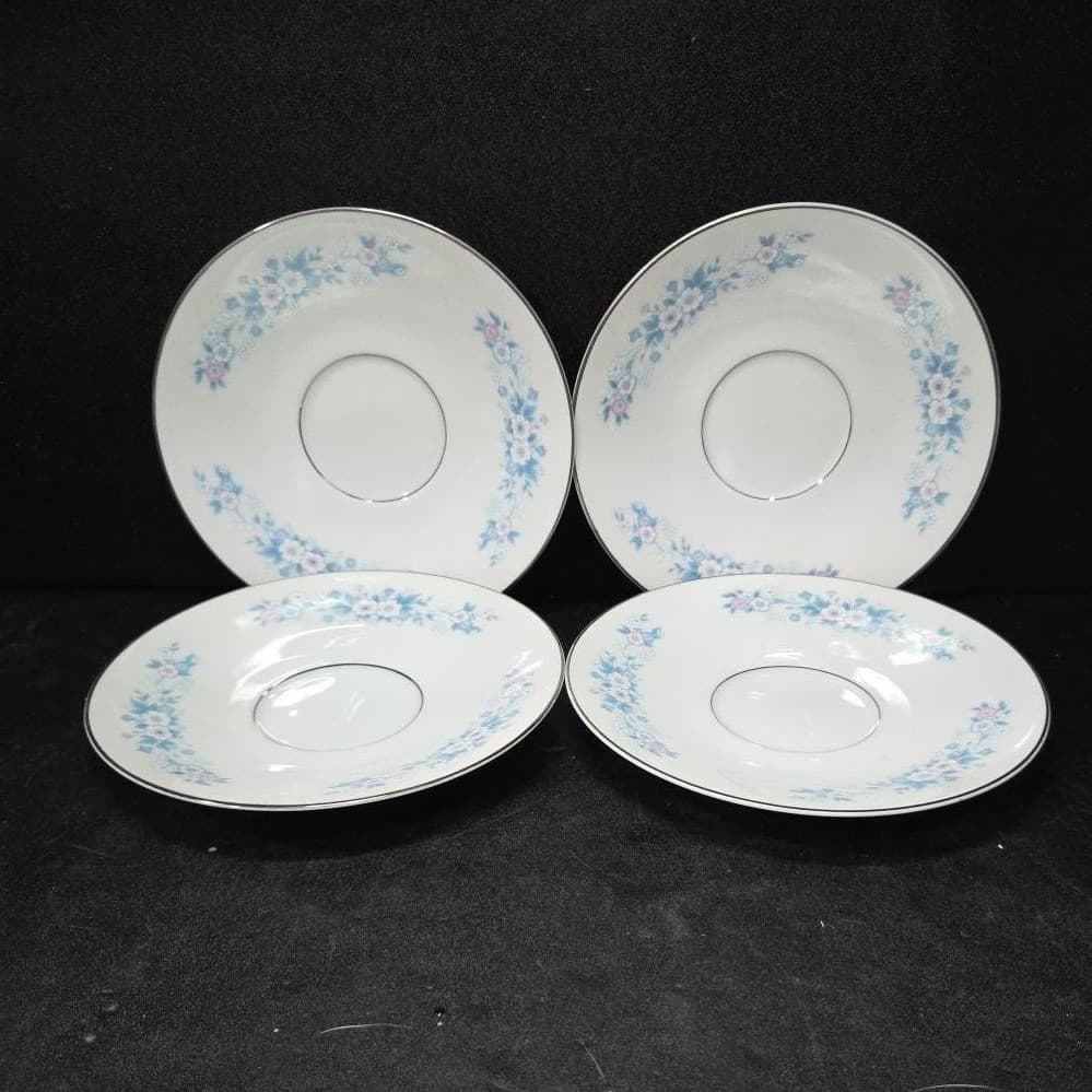 Carlton Fine China "Carla" Saucers #506, Set of 4, Vintage Floral Porcelain - Thumbnail 2