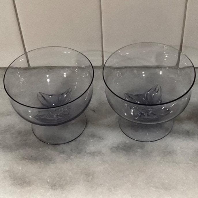 Blefeld Leaf Fantasy Lilac Sherbet Glasses, Set of 2, Vtg Hand-Blown Crystal - Thumbnail 6