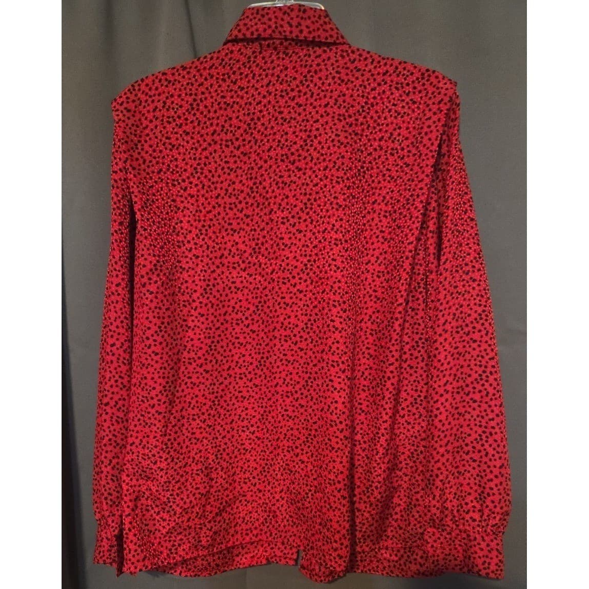 Notation Red Black Polka Dot Button Down Blouse, Woman's Size 10, Long Sleeve - Thumbnail 4