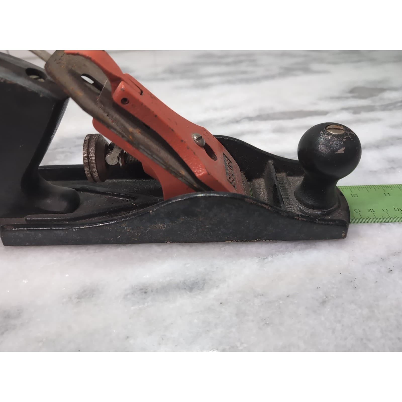 Sears 9.5" Wood Plane, Vintage Made in USA, Red Lever Cap, Cast Iron Hand Tool - Thumbnail 8