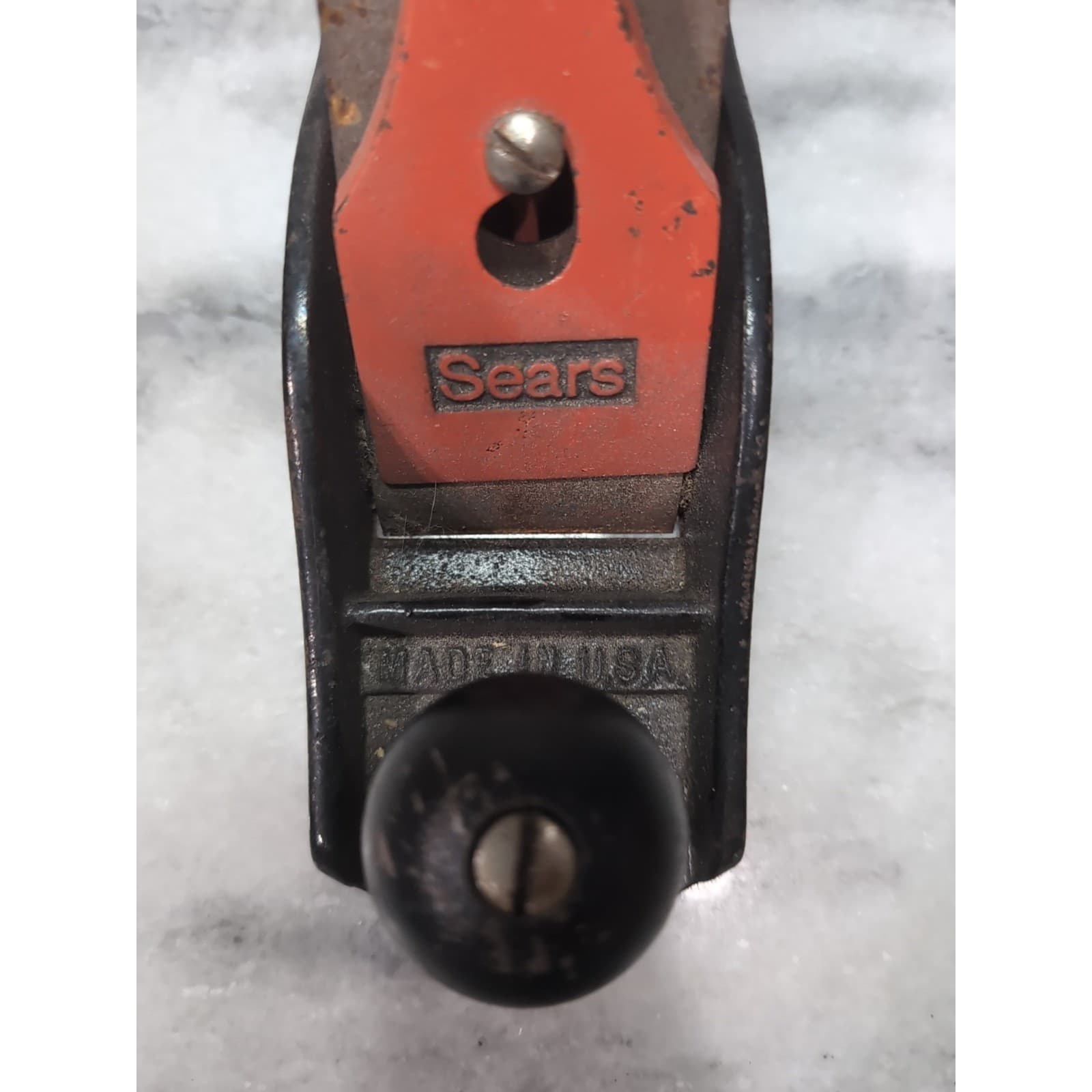 Sears 9.5" Wood Plane, Vintage Made in USA, Red Lever Cap, Cast Iron Hand Tool - Thumbnail 7