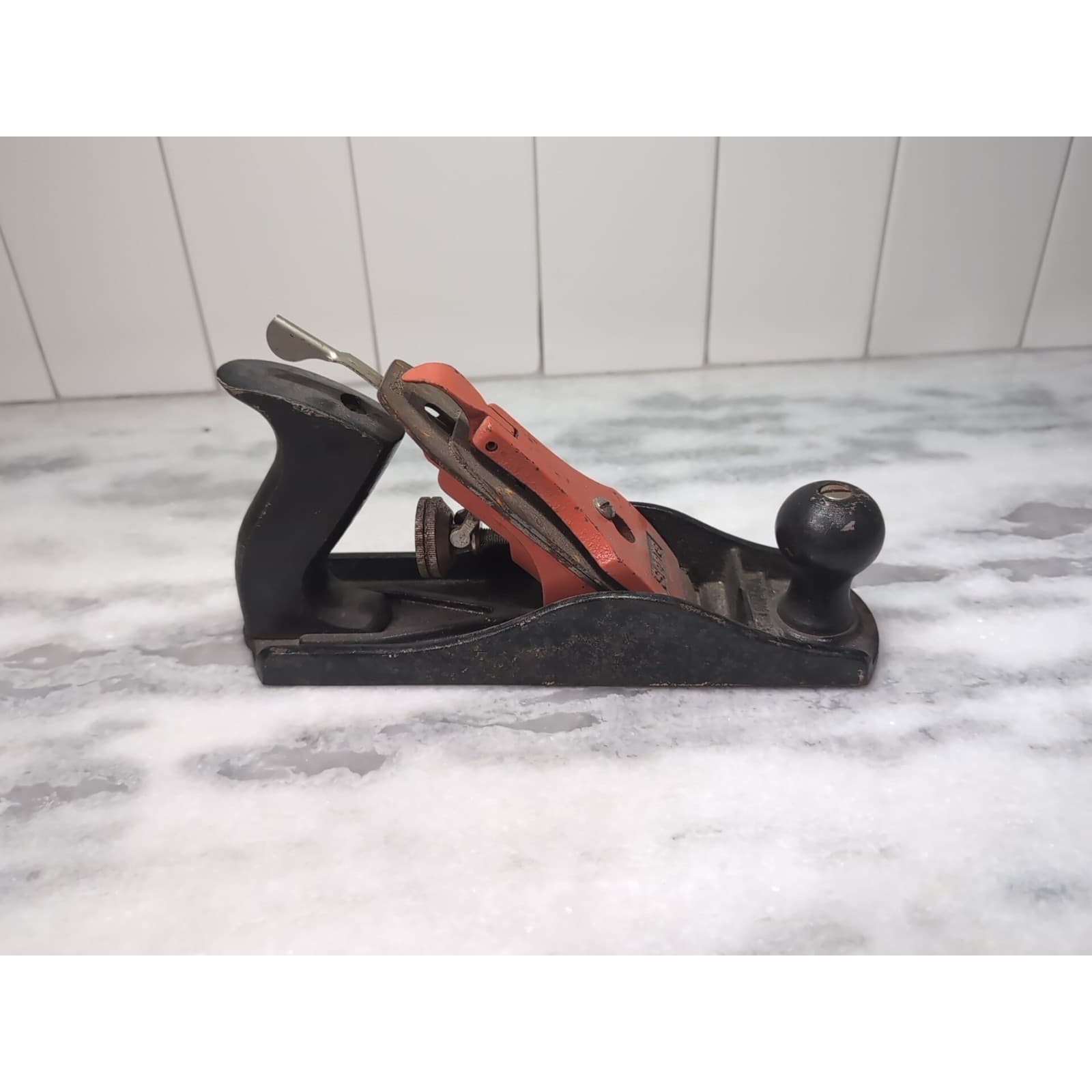 Sears 9.5" Wood Plane, Vintage Made in USA, Red Lever Cap, Cast Iron Hand Tool