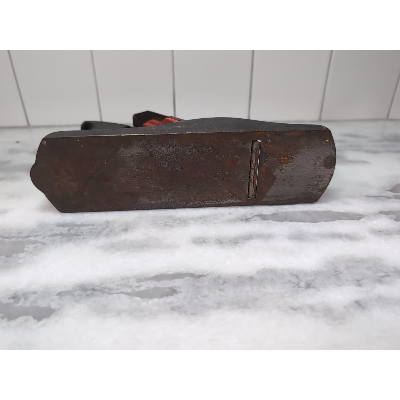 Sears 9.5" Wood Plane, Vintage Made in USA, Red Lever Cap, Cast Iron Hand Tool - Thumbnail 5