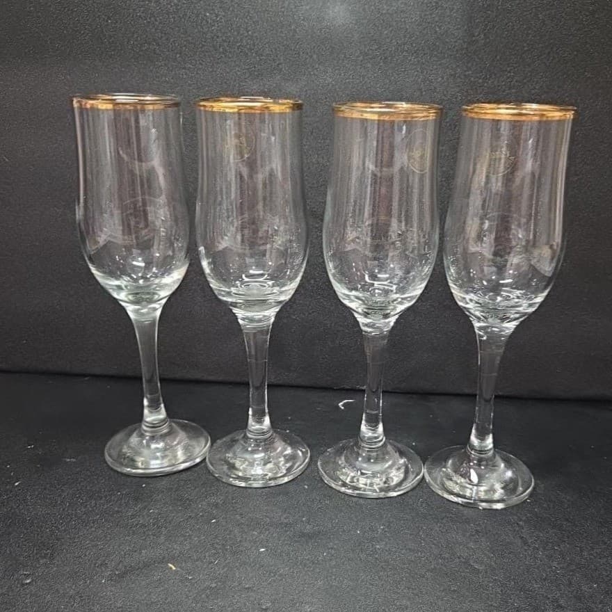 Circleware Tulip Champagne Flutes, Set of 4, Gold Collection, Vintage Stemware - Thumbnail 4