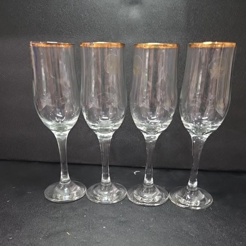 Circleware Tulip Champagne Flutes, Set of 4, Gold Collection, Vintage Stemware - Thumbnail 2
