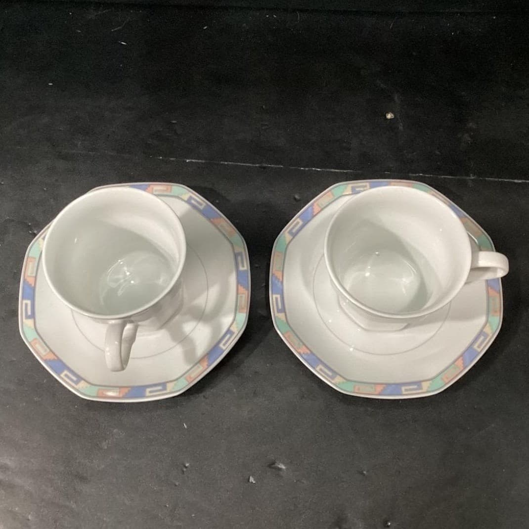 Christopher Stuart Southwest Teacups & Saucers, Set of 2, Vintage 4 Piece Dishes - Thumbnail 4