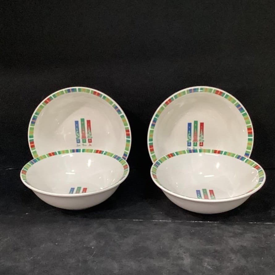 Oneida Kitchen Cereal Bowls, Set of 4, Vintage Holiday Love Peace Joy Design - Thumbnail 2