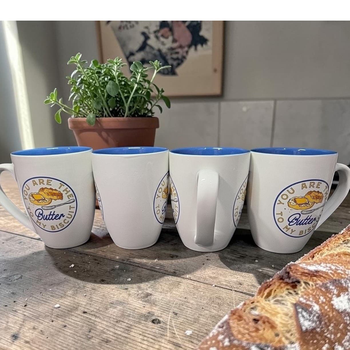 Paula Deen "You're The Butter To My Biscuit" Coffee Cups, Set Of 4, Drinkware