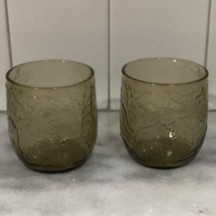 Anchor Hocking Sherwood Spicy Brown Lowball Glasses, Set of 2, Vtg Leaf Design - Thumbnail 9