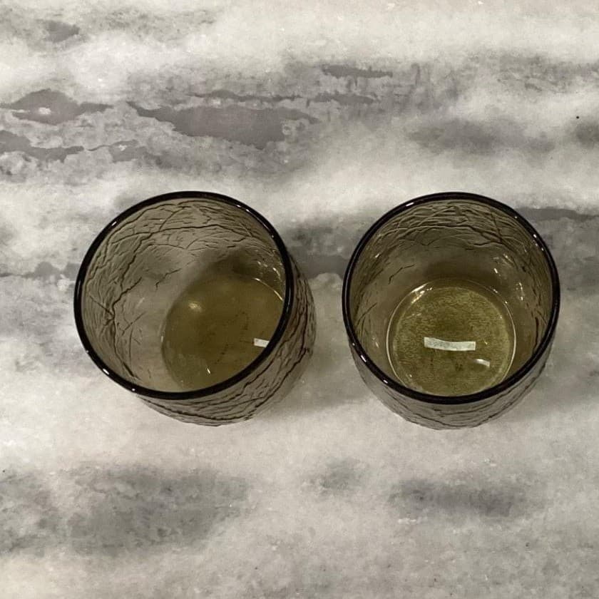 Anchor Hocking Sherwood Spicy Brown Lowball Glasses, Set of 2, Vtg Leaf Design - Thumbnail 4