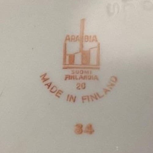 Arabia of Finland Maire Bread Plate, Vintage Pink Floral Dinnerware, Tableware - Thumbnail 5