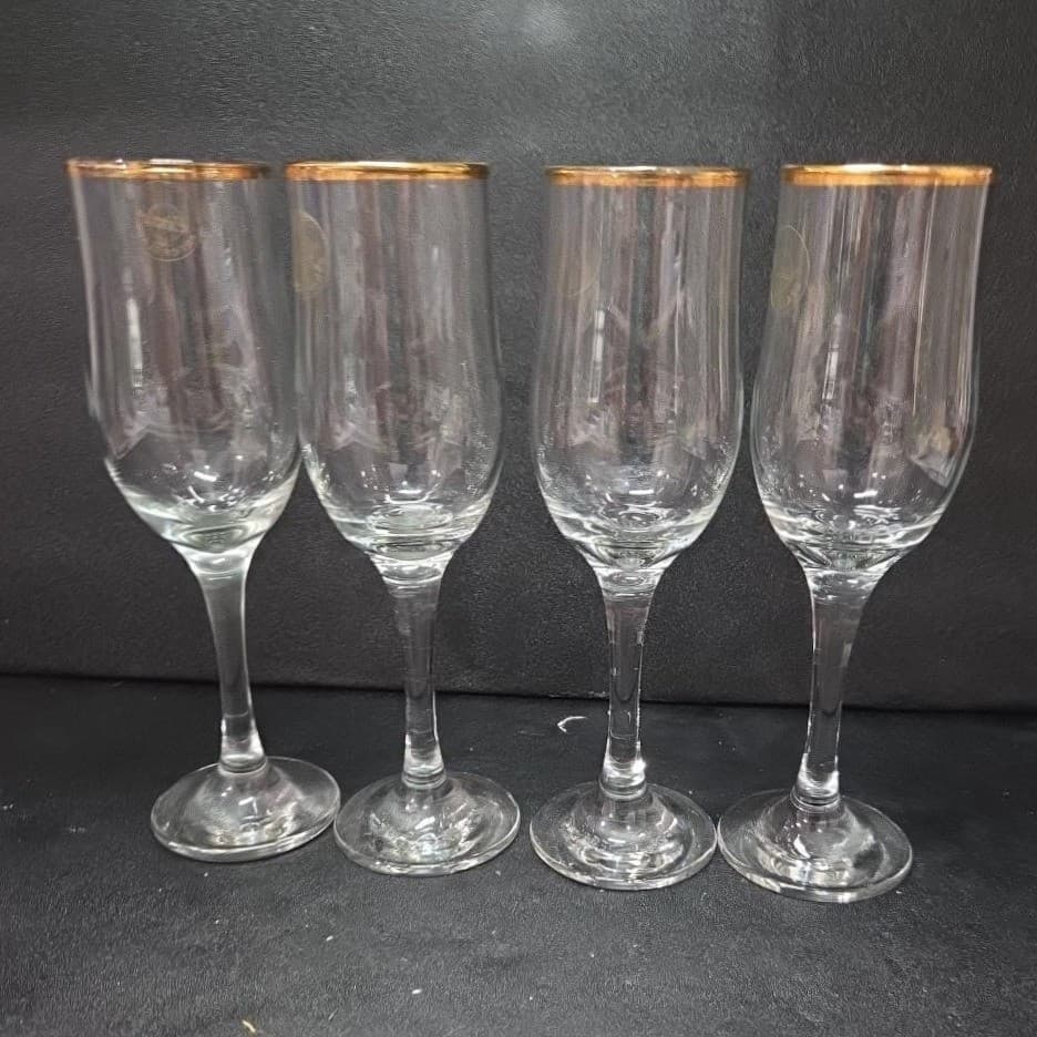 Circleware Tulip Champagne Flutes, Set of 4, Gold Collection, Vintage Stemware - Thumbnail 3