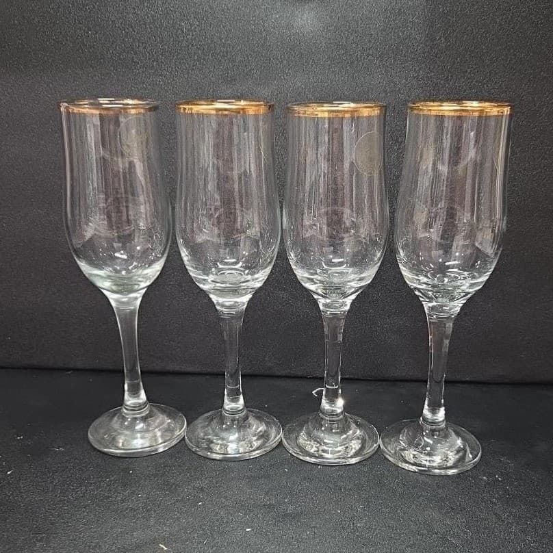 Circleware Tulip Champagne Flutes, Set of 4, Gold Collection, Vintage Stemware - Thumbnail 5