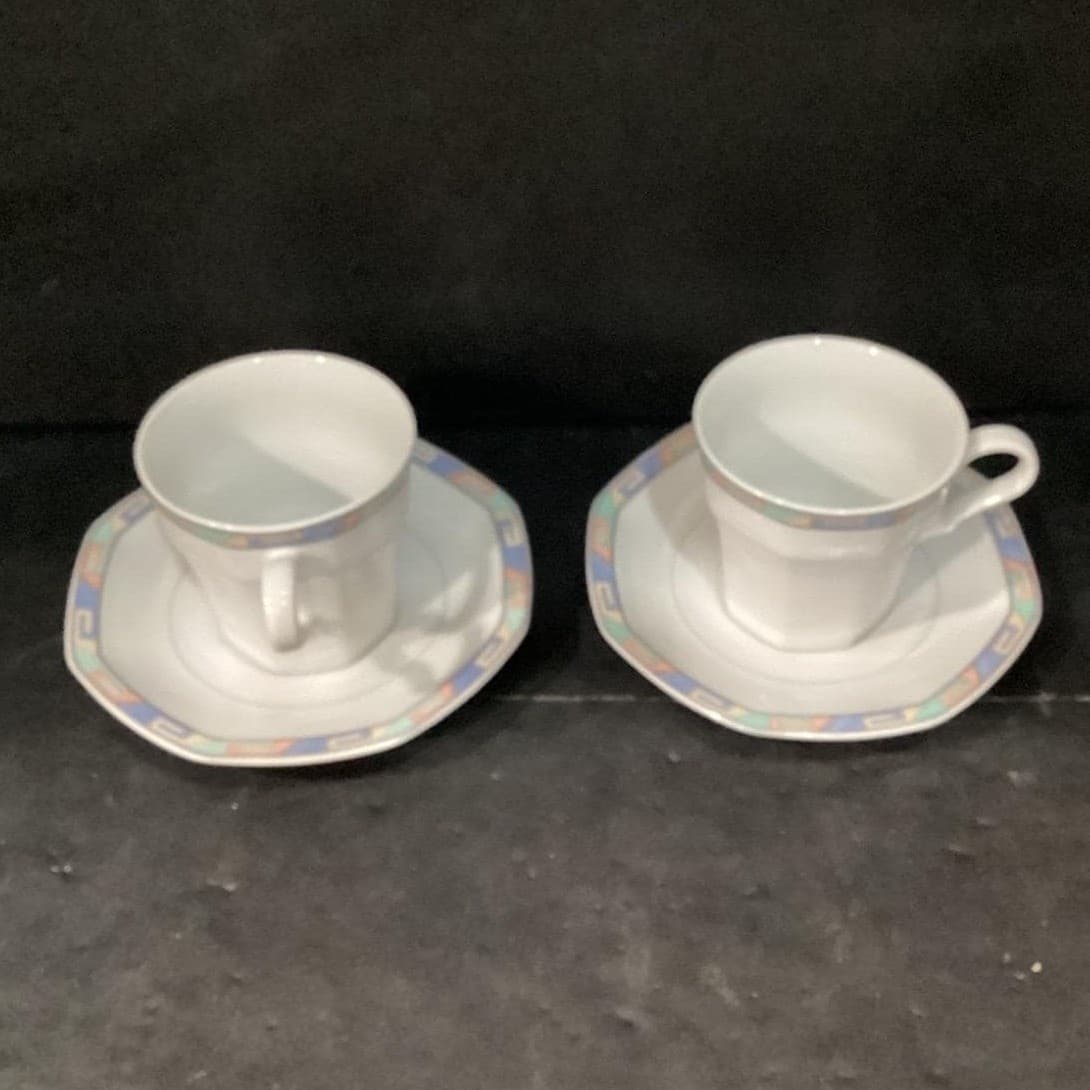 Christopher Stuart Southwest Teacups & Saucers, Set of 2, Vintage 4 Piece Dishes - Thumbnail 3