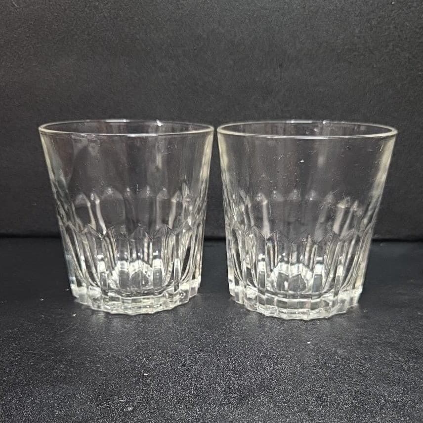 Rotary Whiskey Lowball Tumblers, Set of 2 Vintage Clear Rocks Glasses, Drinkware - Thumbnail 4