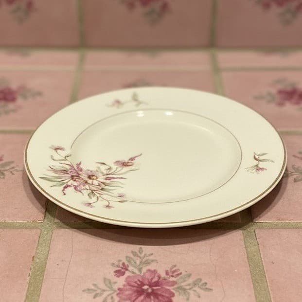 Arabia of Finland Maire Bread Plate, Vintage Pink Floral Dinnerware, Tableware