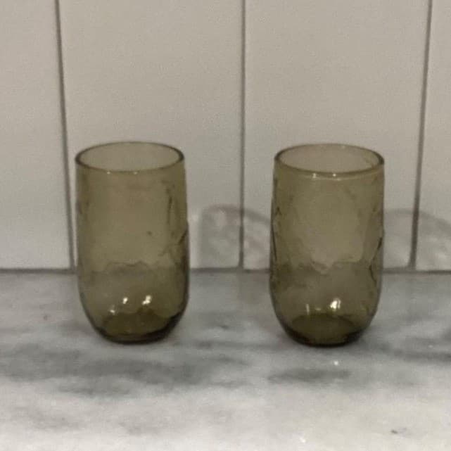 Anchor Hocking Sherwood Spicy Brown Glass Shooters, Set of 2 Vintage Leaf Design - Thumbnail 10