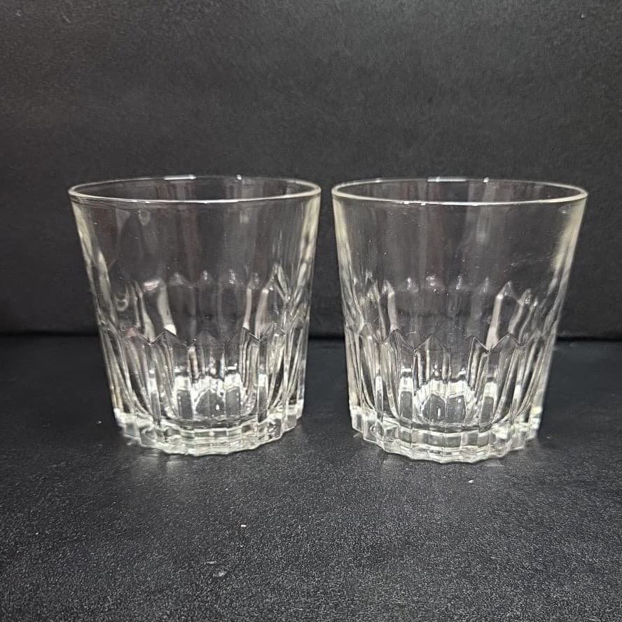 Rotary Whiskey Lowball Tumblers, Set of 2 Vintage Clear Rocks Glasses, Drinkware - Thumbnail 3