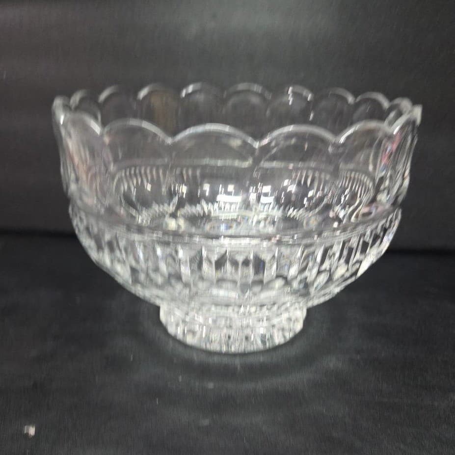 Sudety Clear 24% Lead Crystal Bowl, Vintage Decorative Serveware, Centerpiece - Thumbnail 10