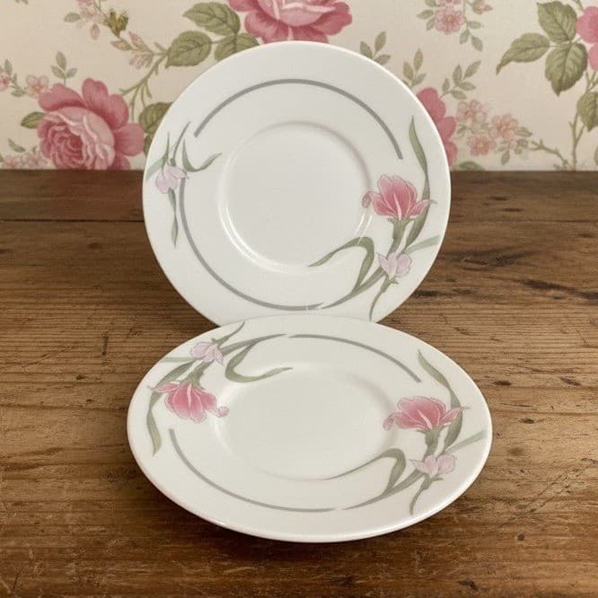 Artland Collection Rhine China Pearl Saucers, Set Of 2 Vintage Floral Dinnerware