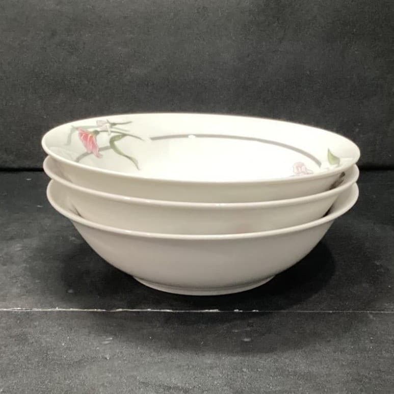 Artland Collection Pearl Rhine Salad Bowls, Set of 3, Vintage Floral Dinnerware - Thumbnail 9