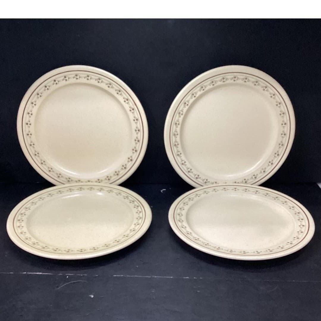 Anchor Hocking Chantilly Dinner Plates, Set of 4, Vtg Floral Border Dinnerware - Thumbnail 2