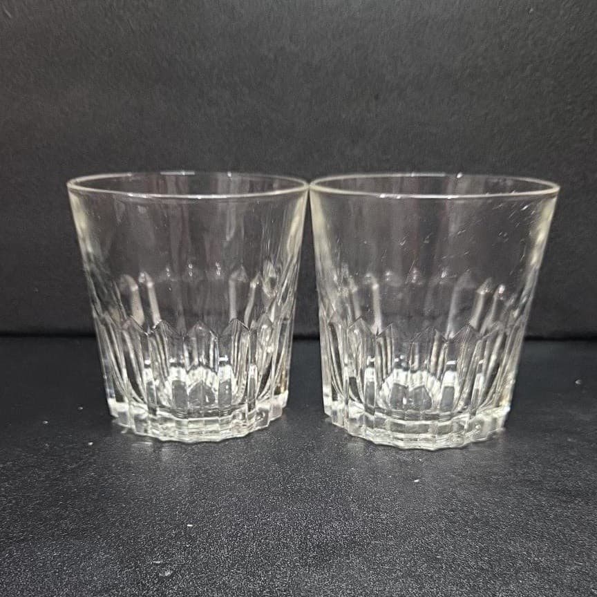 Rotary Whiskey Lowball Tumblers, Set of 2 Vintage Clear Rocks Glasses, Drinkware - Thumbnail 5