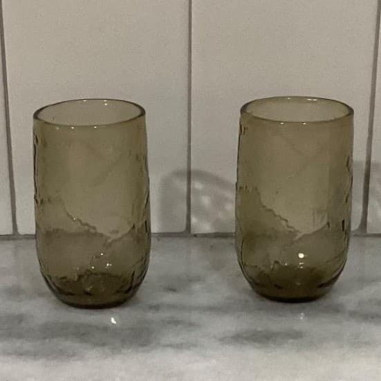 Anchor Hocking Sherwood Spicy Brown Glass Shooters, Set of 2 Vintage Leaf Design - Thumbnail 8