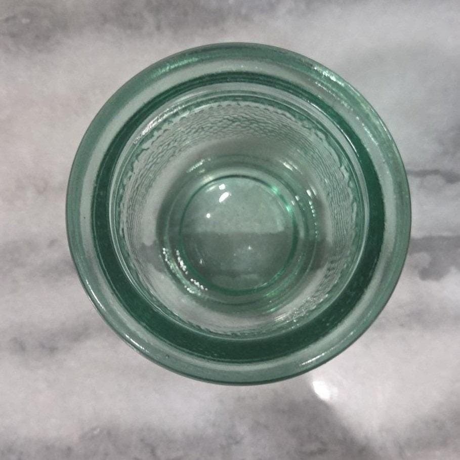Pebble Textured Glass Candle Holder, Vintage Green Votive, Centerpiece Bowl - Thumbnail 5