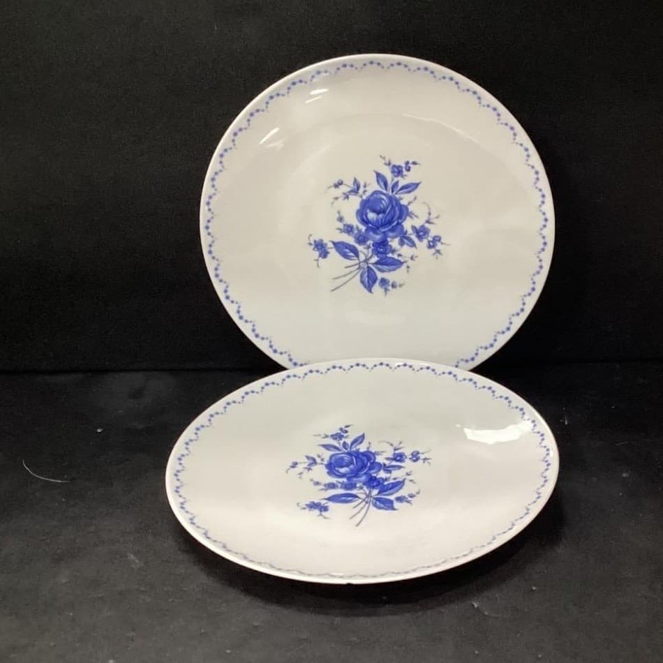Alboth & Kaiser Bavaria Blue Flower Dinner Plates, Set of 2, Vintage Dinnerware - Thumbnail 2