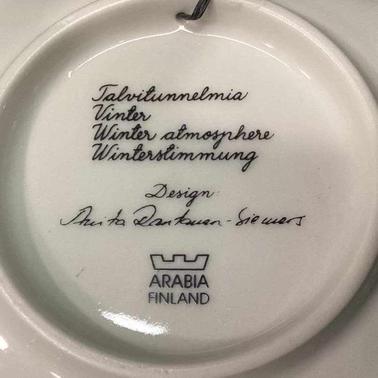 Arabia of Finland Winter Scene Plate, Vintage Anita Rantanen Siewers Design - Thumbnail 4