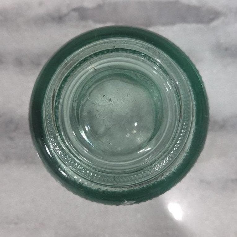 Pebble Textured Glass Candle Holder, Vintage Green Votive, Centerpiece Bowl - Thumbnail 4