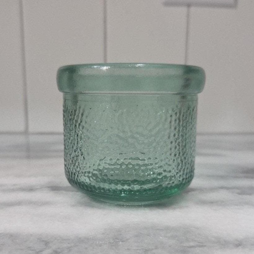 Pebble Textured Glass Candle Holder, Vintage Green Votive, Centerpiece Bowl - Thumbnail 9