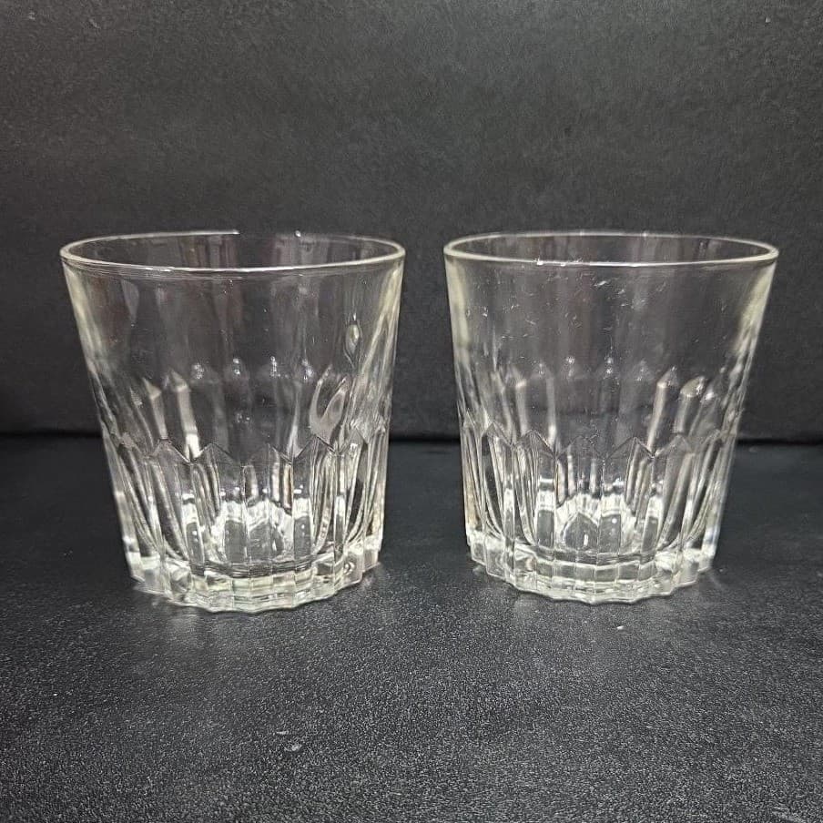 Rotary Whiskey Lowball Tumblers, Set of 2 Vintage Clear Rocks Glasses, Drinkware - Thumbnail 2