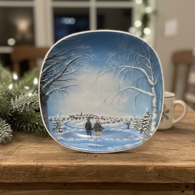 Arabia of Finland Winter Scene Plate, Vintage Anita Rantanen Siewers Design