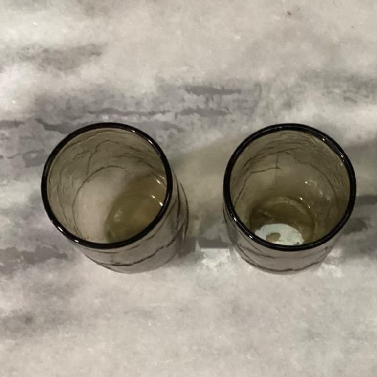 Anchor Hocking Sherwood Spicy Brown Glass Shooters, Set of 2 Vintage Leaf Design - Thumbnail 4