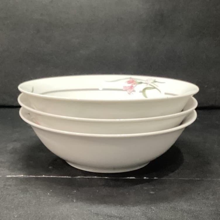 Artland Collection Pearl Rhine Salad Bowls, Set of 3, Vintage Floral Dinnerware - Thumbnail 8